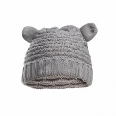 H710-G: Grey Cable Knit Hat w/Ears (0-12 Months)